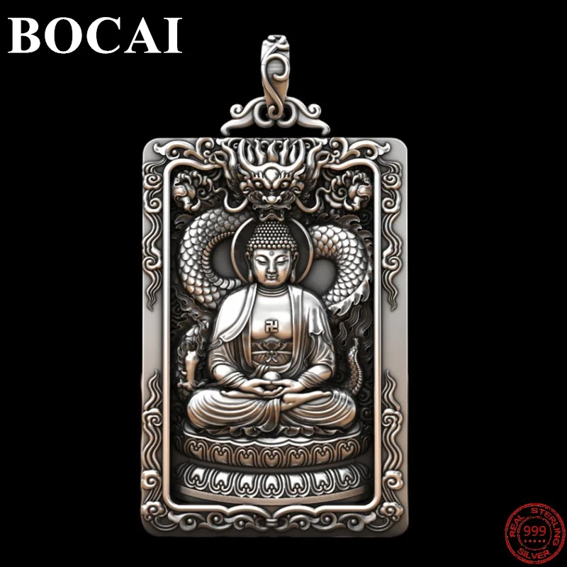 

Подвески BOCAI S999 из стерлингового серебра 2022 пробы, новинка, Модная жизнь, Хранитель Будды Tathagata, твердый серебристый амулет, ювелирные издели...