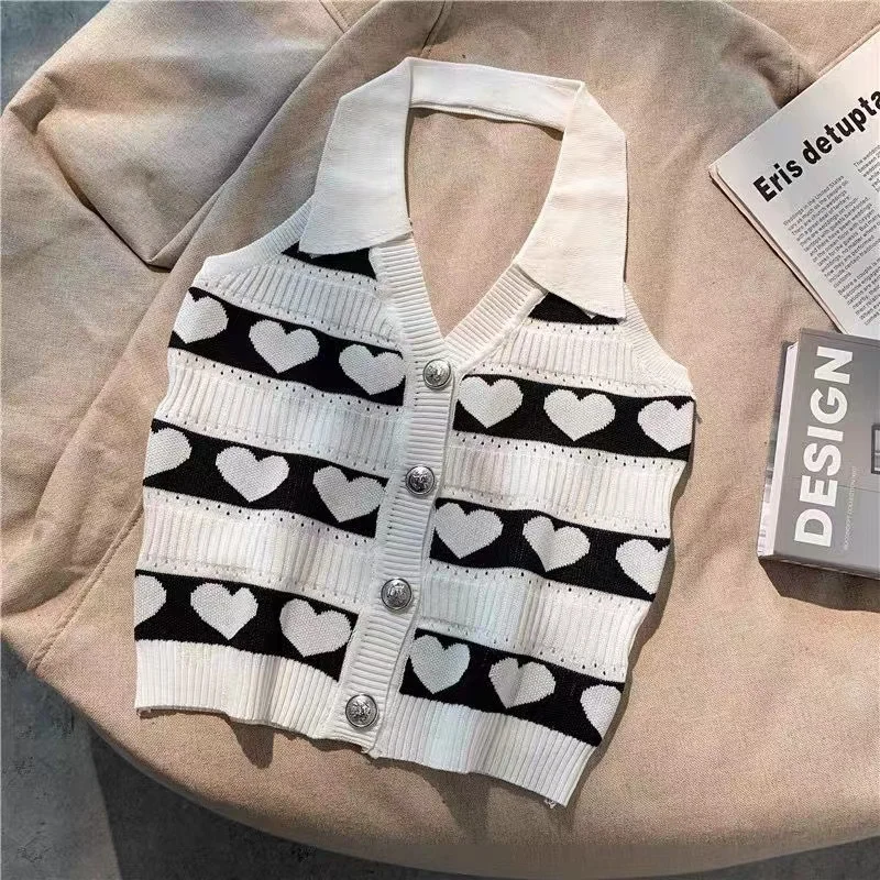 MILA CHOU 2022 Summer Baby Girls Fashion Knitted Heart Pattern Halter Neck Vest Sleeveless Top Children Retro Camisoles For Kid
MILA CHOU 2022 Summer Baby Girls Fashion Knitted Heart Pattern Halter Neck Vest Sleeveless Top Children Retro Camisoles For Kid