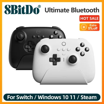 8BitDo-최고의 무선 블루투스 게임 컨트롤러, 닌텐도 스위치 및 PC, Windows 10, 11, 스팀 데크 용 충전 도크 포함