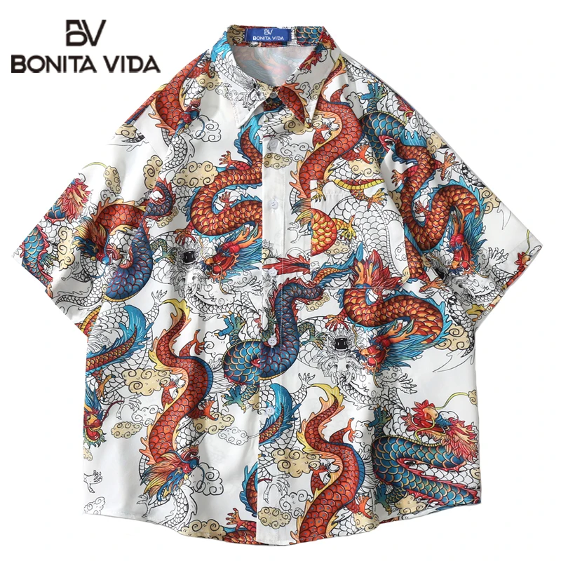 Hawaiian Shirt Blouse Hip Hop Chinese Dragon Print Short Sleeve Button Up Shirts Mens Summer Harajuku Casual Loose Shirt Tops
Hawaiian Shirt Blouse Hip Hop Chinese Dragon Print Short Sleeve Button Up Shirts Mens Summer Harajuku Casual Loose Shirt Tops