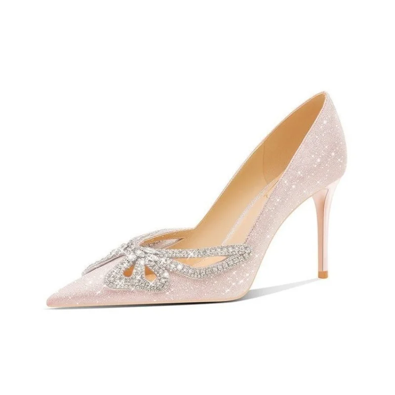 Wedding Shoes Bride Rhinestone Heels for Women Butterfly Pumps Loafers Stiletto Pointed Toe Elegant Woman Korean Dress Evening
Wedding Shoes Bride Rhinestone Heels for Women Butterfly Pumps Loafers Stiletto Pointed Toe Elegant Woman Korean Dress Evening