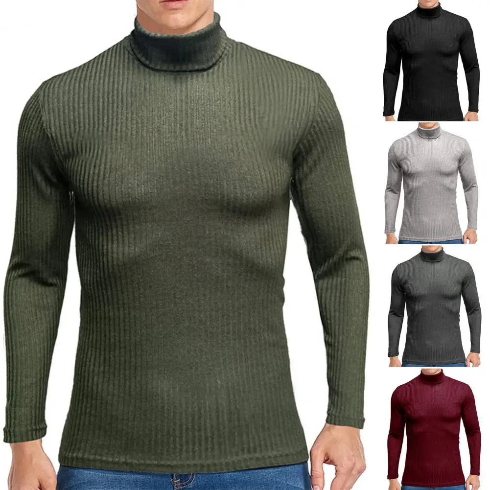 

Men Knitwear Solid Color Temperament Dressing Slim Fit Knitting Base Sweater Men Base Sweater for Outdoor
