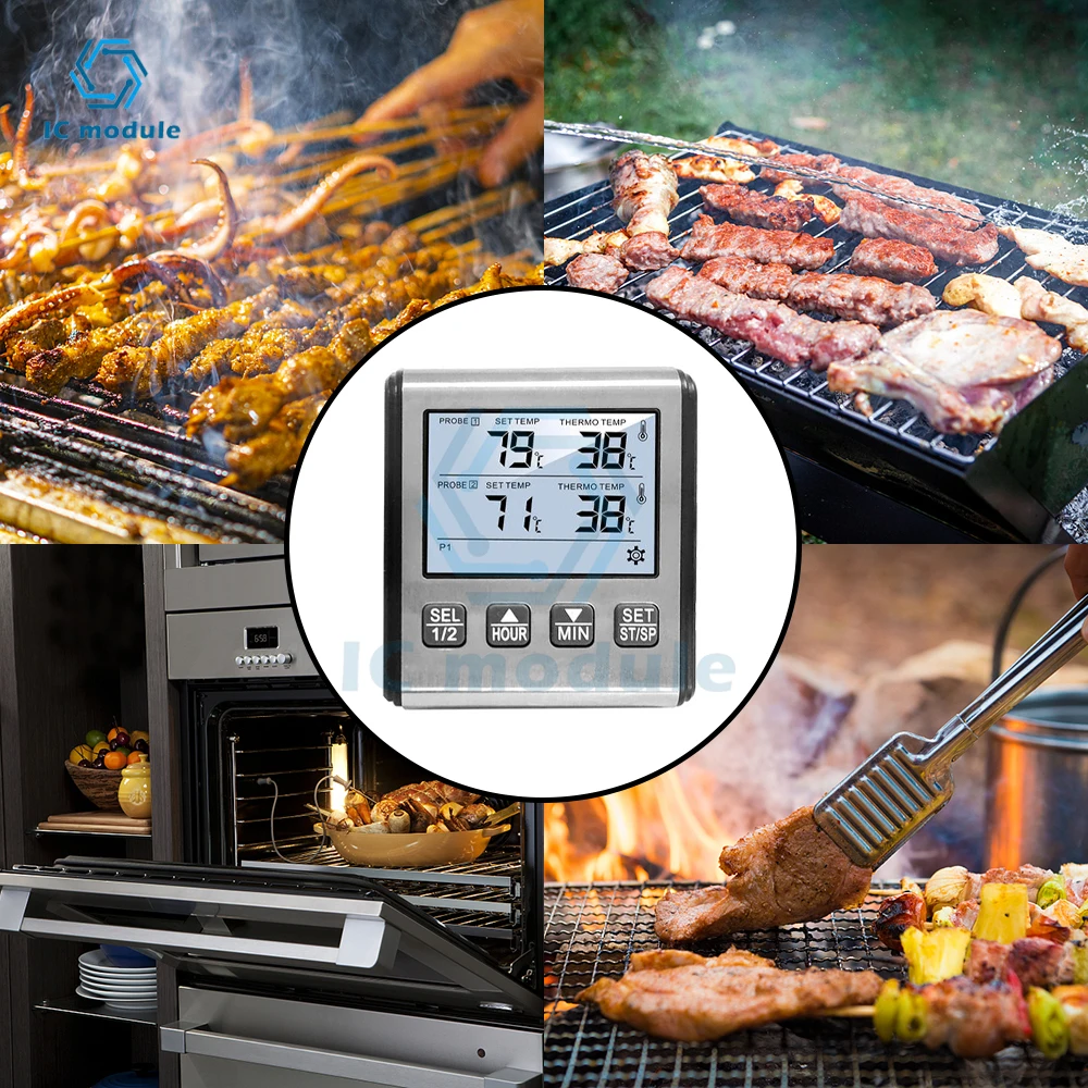 

Digital Timing Food Thermometer Temperature Meter with Timer Function Meat Probe Electronic Kitchen Tools For Cooking BBQ Oven