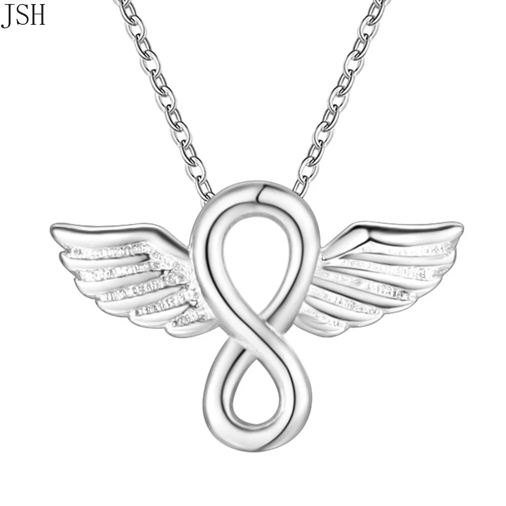 

Hot factory promotions high quality 925 silver jewelry fashion women creative Charms Angel Wings necklace wedding gift AN664