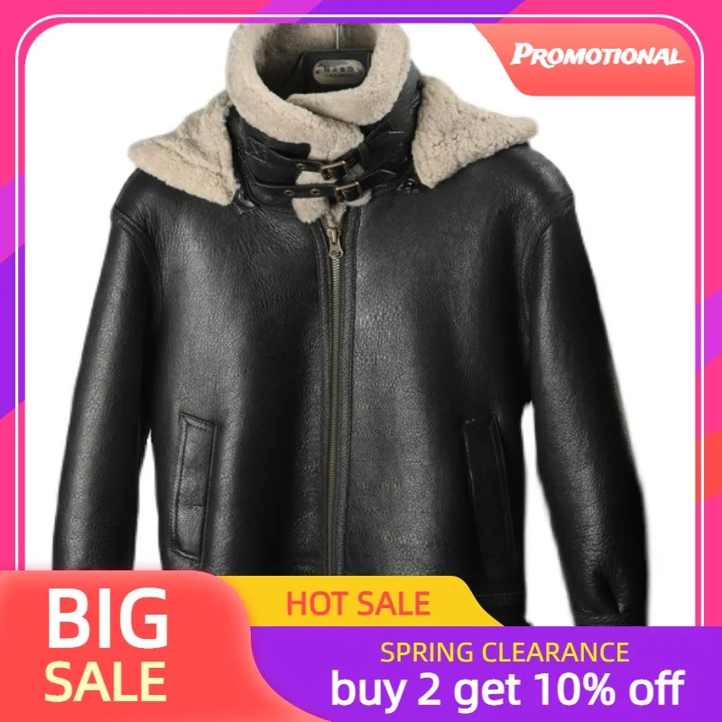 2022 Black Hood Genuine Shearling Coat Men Military Style Plus Size 10XL Real Sheepskin Russian Winter Warm B3 Bomber Jacket
2022 Black Hood Genuine Shearling Coat Men Military Style Plus Size 10XL Real Sheepskin Russian Winter Warm B3 Bomber Jacket