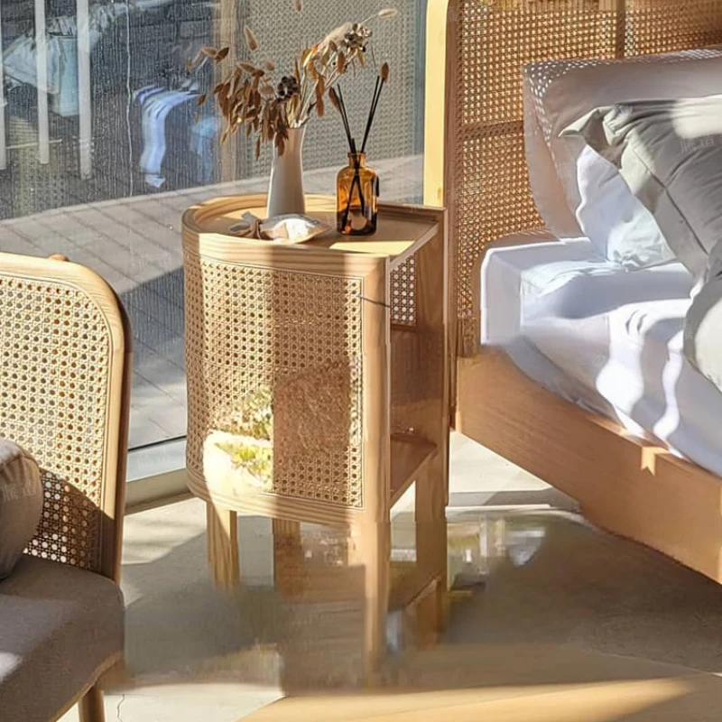 Bedside table, internet red, ins style, solid wood rattan woven living room, rattan woven storage cabinet, coffee table, curved
Bedside table, internet red, ins style, solid wood rattan woven living room, rattan woven storage cabinet, coffee table, curved