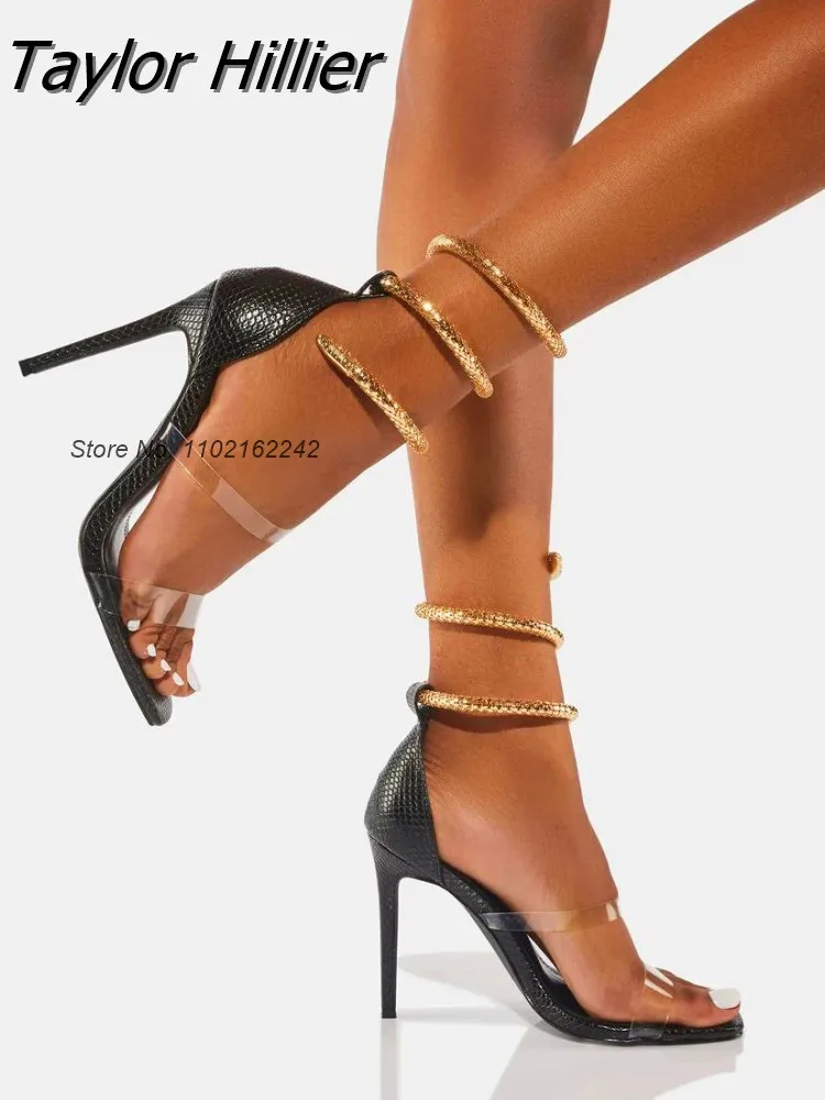 Summer Snake Around Feet Transparent Pvc Stiletto High Heel Sandals 12cm Sexy Open Toe Nightclub Party Sandals Women'S Large 
Summer Snake Around Feet Transparent Pvc Stiletto High Heel Sandals 12cm Sexy Open Toe Nightclub Party Sandals Women'S Large