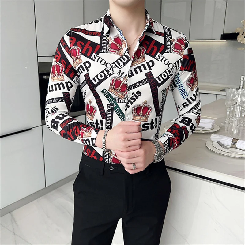 6XL Fashion Men's Letter Striped Print Hawaiian Shirts Spring New Long Sleeve Luxury Trendyol Men Slim Nightclub Shirts Chemise
6XL Fashion Men's Letter Striped Print Hawaiian Shirts Spring New Long Sleeve Luxury Trendyol Men Slim Nightclub Shirts Chemise