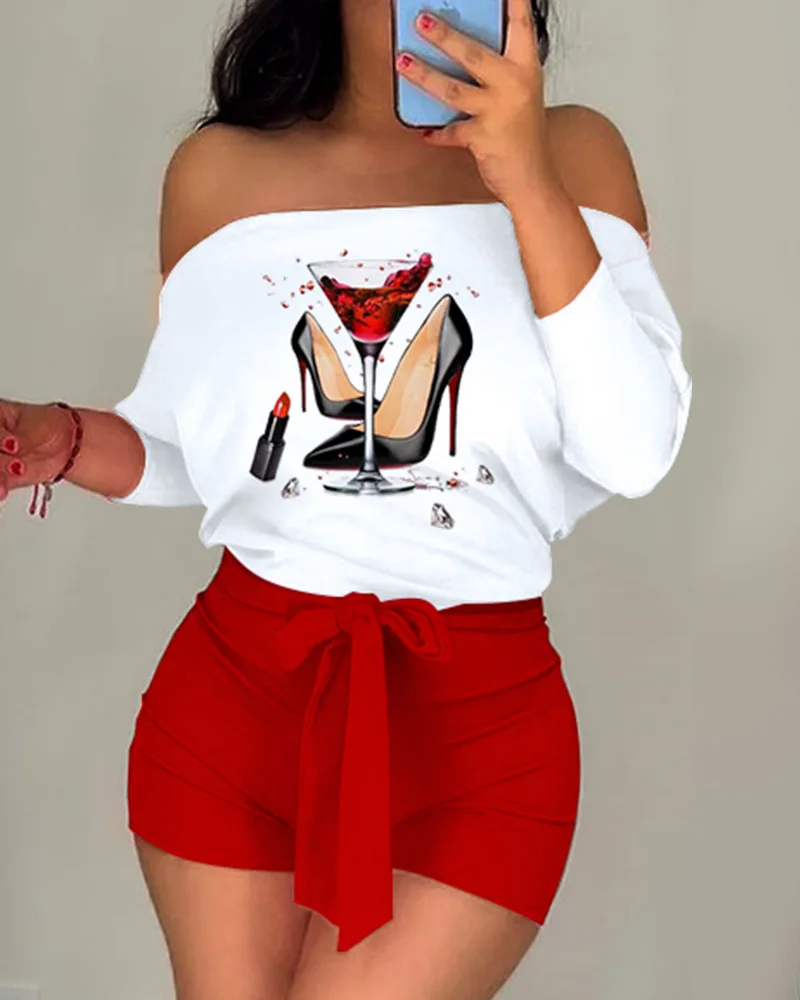 Womens Summer Rompers 2022 New Bodycon Jumpsuit Sexy High Heels Print Contrast Color One Word Shoulder Strap Short Jumpsuit
Womens Summer Rompers 2022 New Bodycon Jumpsuit Sexy High Heels Print Contrast Color One Word Shoulder Strap Short Jumpsuit