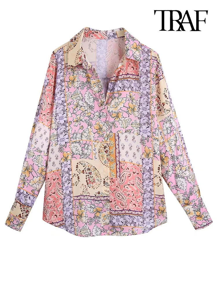 TRAF Women Fashion Floral Print Satin Shirts Vintage Long Sleeve Button-up Female Blouses Blusas Chic Tops
TRAF Women Fashion Floral Print Satin Shirts Vintage Long Sleeve Button-up Female Blouses Blusas Chic Tops