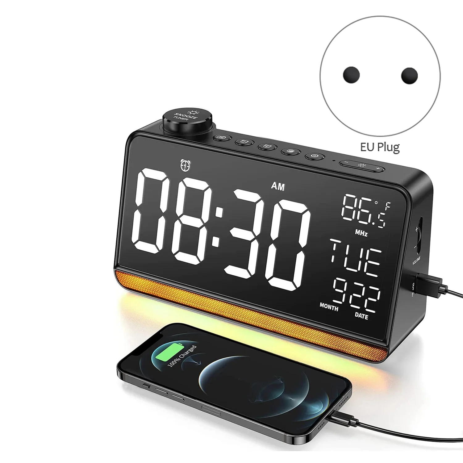 Alarm Clock for Bedroom 9inch Large Display Digital Clock Radios Alarm Clock with USB Charger Radio EU Plug
Alarm Clock for Bedroom 9inch Large Display Digital Clock Radios Alarm Clock with USB Charger Radio EU Plug