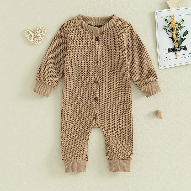 Baby Boys Knit Rompers Infant Casual Buttons Round Neck Long Sleeve Bodysuit Newborn Jumpsuits for Winter
Baby Boys Knit Rompers Infant Casual Buttons Round Neck Long Sleeve Bodysuit Newborn Jumpsuits for Winter