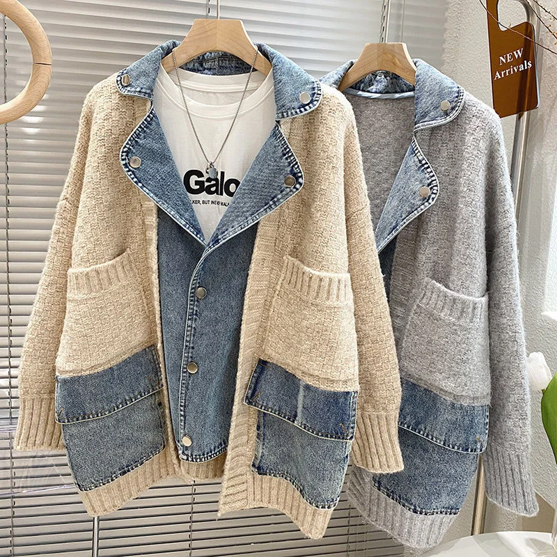 2022 New Autumn Winter Women Splicing Denim Jacket Women Long Sleeve Jean Jackets Female Loose Pullover Cardigan Jacket R1622
2022 New Autumn Winter Women Splicing Denim Jacket Women Long Sleeve Jean Jackets Female Loose Pullover Cardigan Jacket R1622
