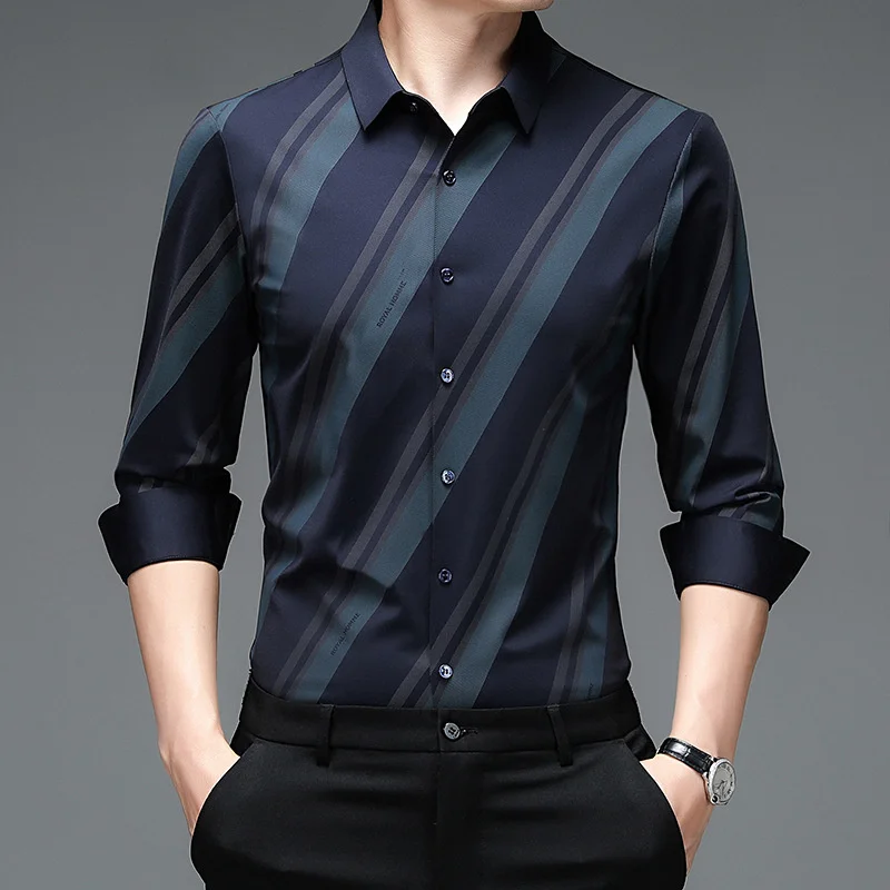 Long 2023 Sleeve New Men's Stripe Business Middle aged Casual Fashion Non iron Wrinkle resistant Dad's Loose Shirt
Long 2023 Sleeve New Men's Stripe Business Middle aged Casual Fashion Non iron Wrinkle resistant Dad's Loose Shirt