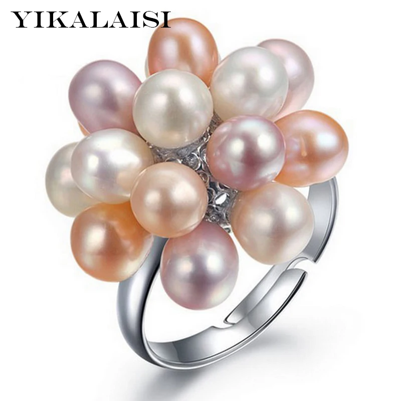 YIKALAISI Natural Freshwater Drop Pearl Ring Jewelry 4-5mm Flower Adjustable Rings For Women White Pink Multi Black Color
YIKALAISI Natural Freshwater Drop Pearl Ring Jewelry 4-5mm Flower Adjustable Rings For Women White Pink Multi Black Color