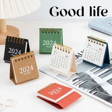 2024 Mini Desktop Calendar Portable Creative Memo Decoration Small Fresh Chic Ins Desk Calendar Monthly Planner Student Supplies
