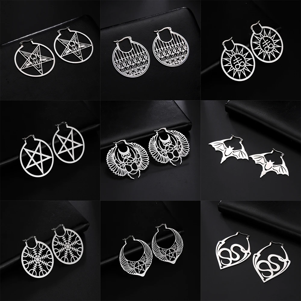 EUEAVAN Gothic Hoop Earrings Set for Women Vintage Stainless Steel Pentagram Santanic Wicca Amulet Earring Gift 2022 Wholesale
EUEAVAN Gothic Hoop Earrings Set for Women Vintage Stainless Steel Pentagram Santanic Wicca Amulet Earring Gift 2022 Wholesale