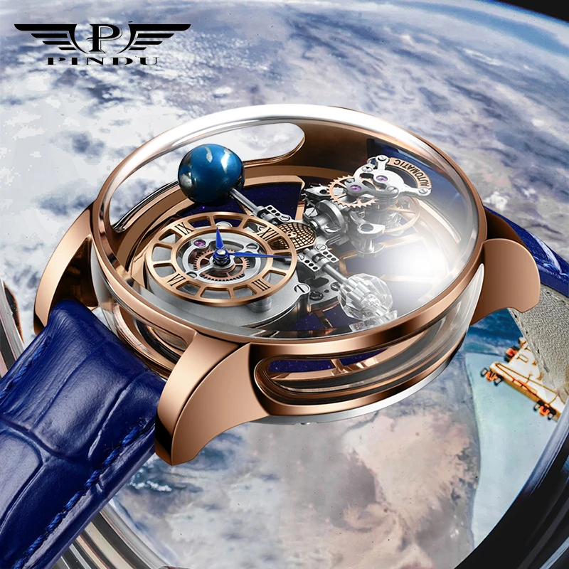 

2023 Pindu Design Mens Watches Diamond Tourbillon Top Brand Luxury Astronomical Quartz Watch Men Astronomical Solar Montre Homme