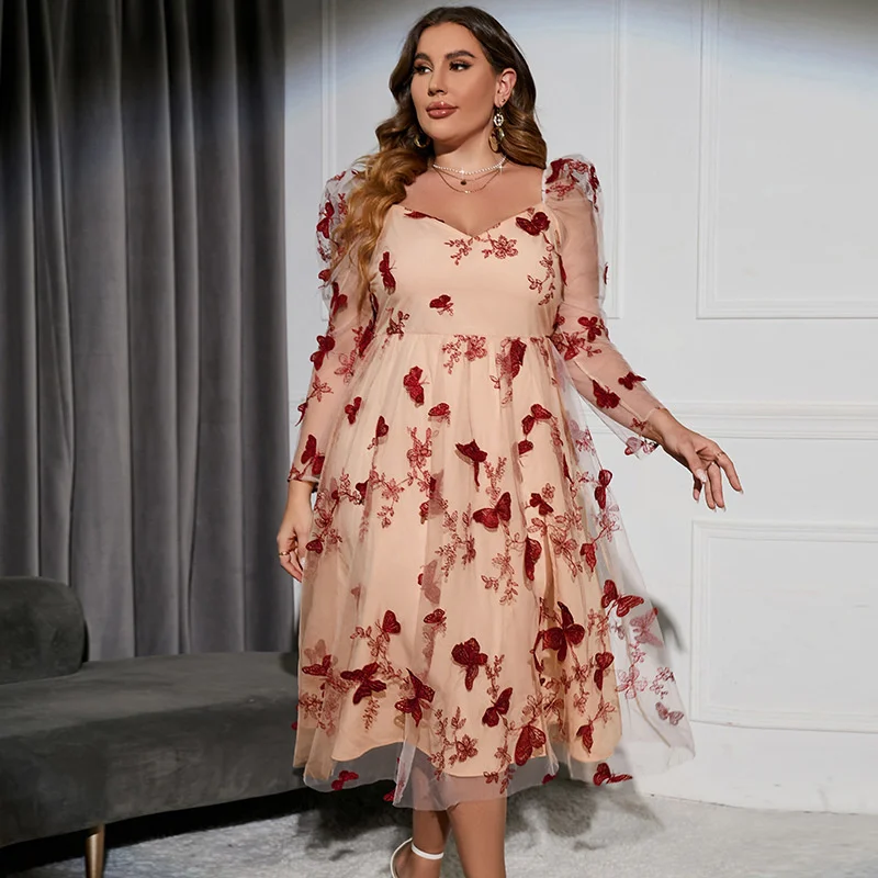 Women's Party Dresses Fashion Embroidery Print Waist One Shoulder Long Dress Low-cut Mesh Long Dress Sexy Plus Size Lady Dress
Women's Party Dresses Fashion Embroidery Print Waist One Shoulder Long Dress Low-cut Mesh Long Dress Sexy Plus Size Lady Dress