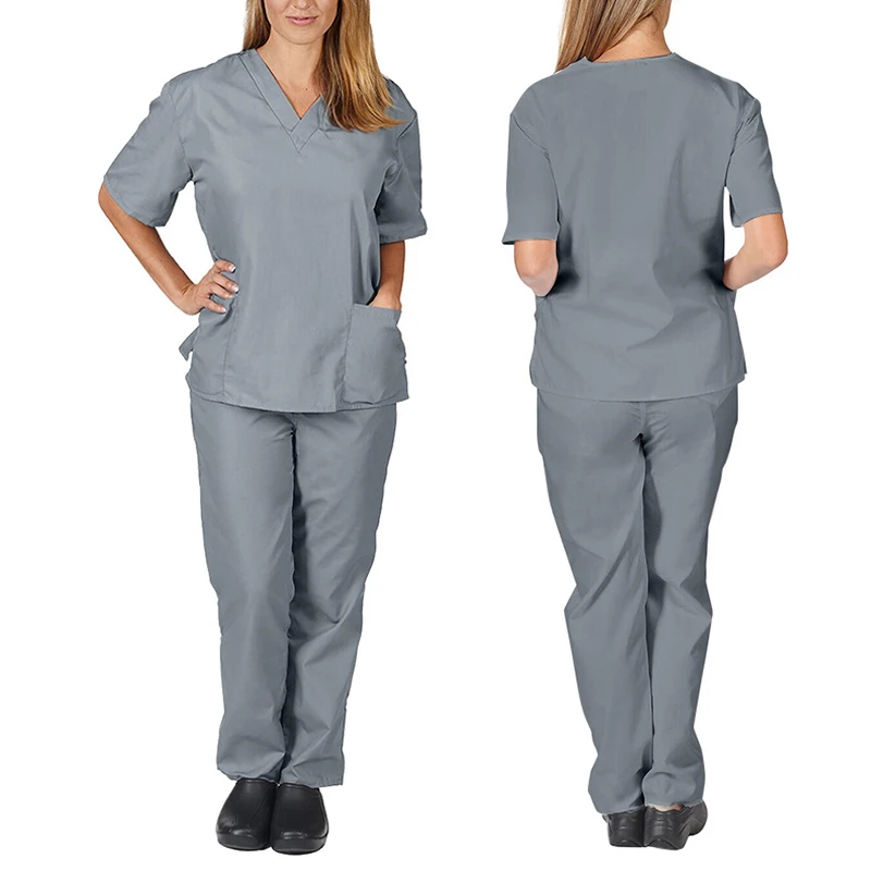 S-2XL 10Colors Quick Dry V-neck Short Sleeve Tops Loose Pants Solid Nurse Uniform Set Soft Working Polyester Outfits
S-2XL 10Colors Quick Dry V-neck Short Sleeve Tops Loose Pants Solid Nurse Uniform Set Soft Working Polyester Outfits