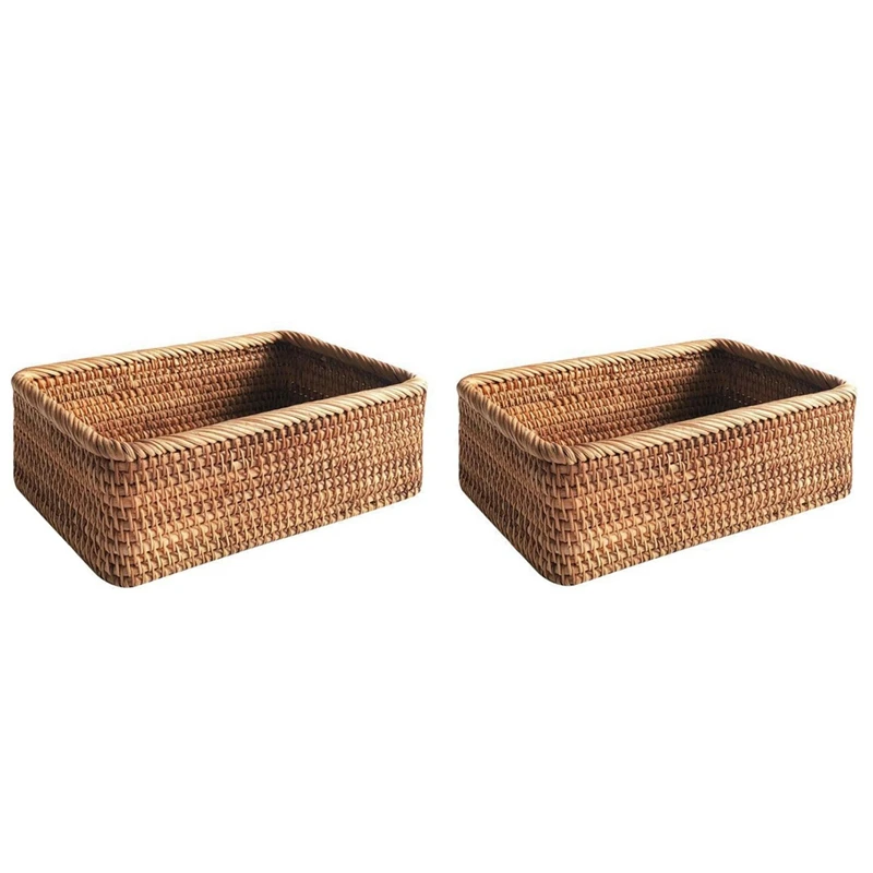 2 Pcs Rectangular Rattan Wicker Basket Fruit Tea Snack Bread Picnic Cosmetic Storage Box Kitchen Household Tools, M & S
2 Pcs Rectangular Rattan Wicker Basket Fruit Tea Snack Bread Picnic Cosmetic Storage Box Kitchen Household Tools, M & S