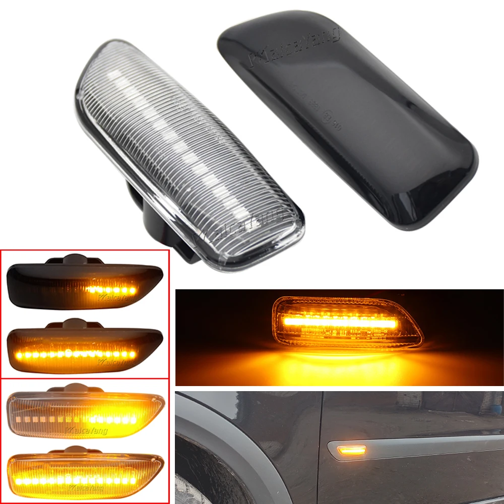 

For Volvo XC90 S80 XC70 V70 S60 2001-2009 Smoke Lens Dynamic Amber LED Side Marker Blinker Turn Signal Indicator Light Lamp 2pc