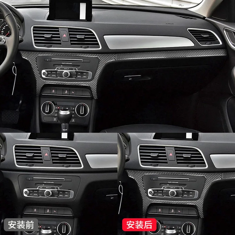 

For Audi Q3 2013-2018 Real Carbon Fiber Other Interior Accessories Center Control Panel Frame Trim Stickers Car Stylying