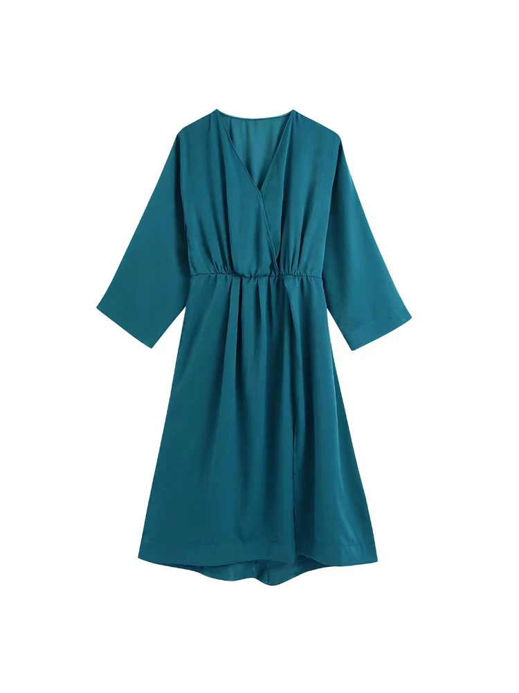 2022 Summer Women Vintage MIDI Dress Solid Long Sleeve Satin V-Neck Split Female Elegant Street Fashion A-Line Dresses
2022 Summer Women Vintage MIDI Dress Solid Long Sleeve Satin V-Neck Split Female Elegant Street Fashion A-Line Dresses