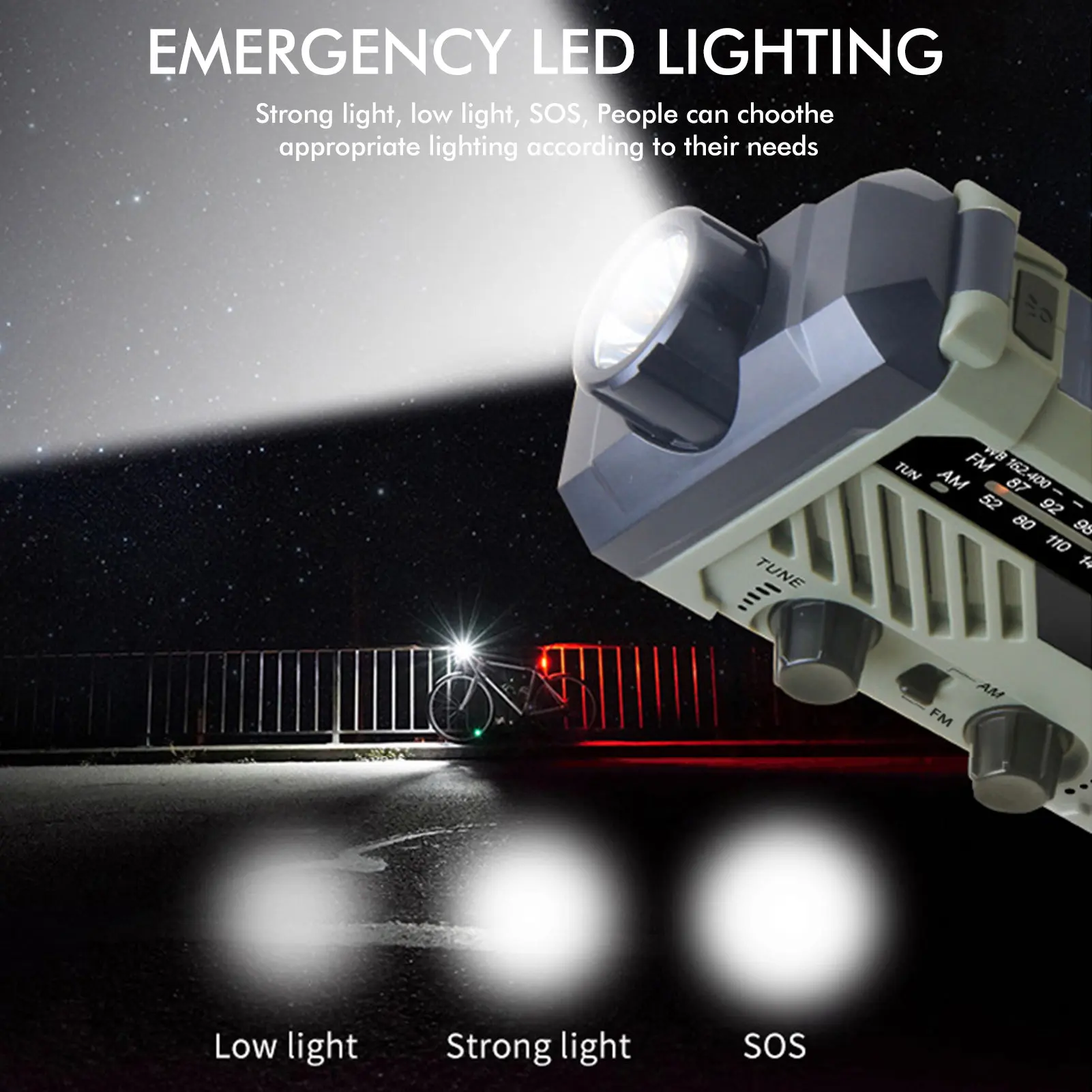 Emergency Weather RadioNOAA AM/FM Solar Hand Crank Multi-functional Radio USB Rechargeable Mobile Power Bank Reading Lamp SOS
Emergency Weather RadioNOAA AM/FM Solar Hand Crank Multi-functional Radio USB Rechargeable Mobile Power Bank Reading Lamp SOS