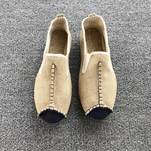 Chinese Style Linen Shoes Mens Casual Male Breathable Shoes Men Fashion Soft Slip on Espadrilles For Men Loafers Driving Shoes