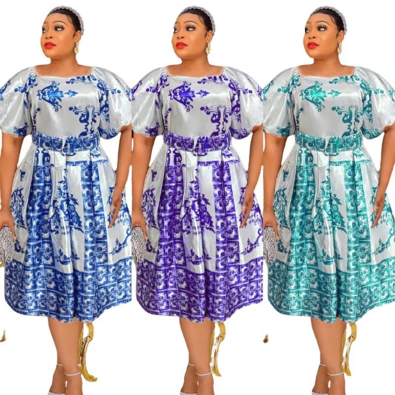 African Print Dresses Summer Elegant African Women Short Sleeve Blue Purple Green Polyester Dress Dashiki African Dresses Women
African Print Dresses Summer Elegant African Women Short Sleeve Blue Purple Green Polyester Dress Dashiki African Dresses Women
