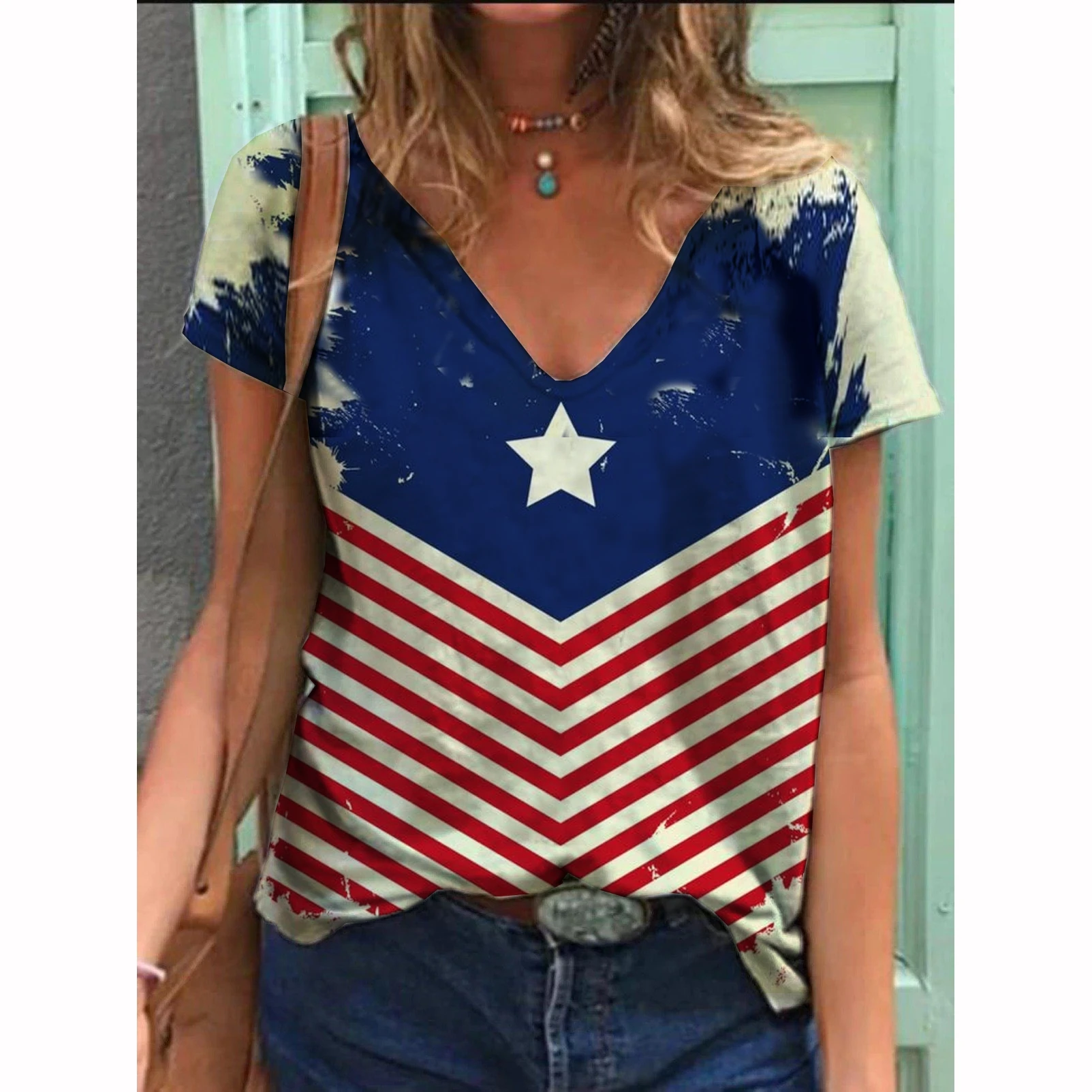 Oversized Women 3D National Flag Print T Shirt Summer 2022 Casual Half Sleeve V-Neck Loose Pullover Shirt Ladies Tops Large Size
Oversized Women 3D National Flag Print T Shirt Summer 2022 Casual Half Sleeve V-Neck Loose Pullover Shirt Ladies Tops Large Size