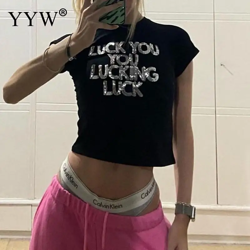 Cotton Slim Women Short Sleeve T-Shirts Wedding Patchwork Letter Black Sleeveless All-Match Top Street Shot Letter Print T-Shirt
Cotton Slim Women Short Sleeve T-Shirts Wedding Patchwork Letter Black Sleeveless All-Match Top Street Shot Letter Print T-Shirt