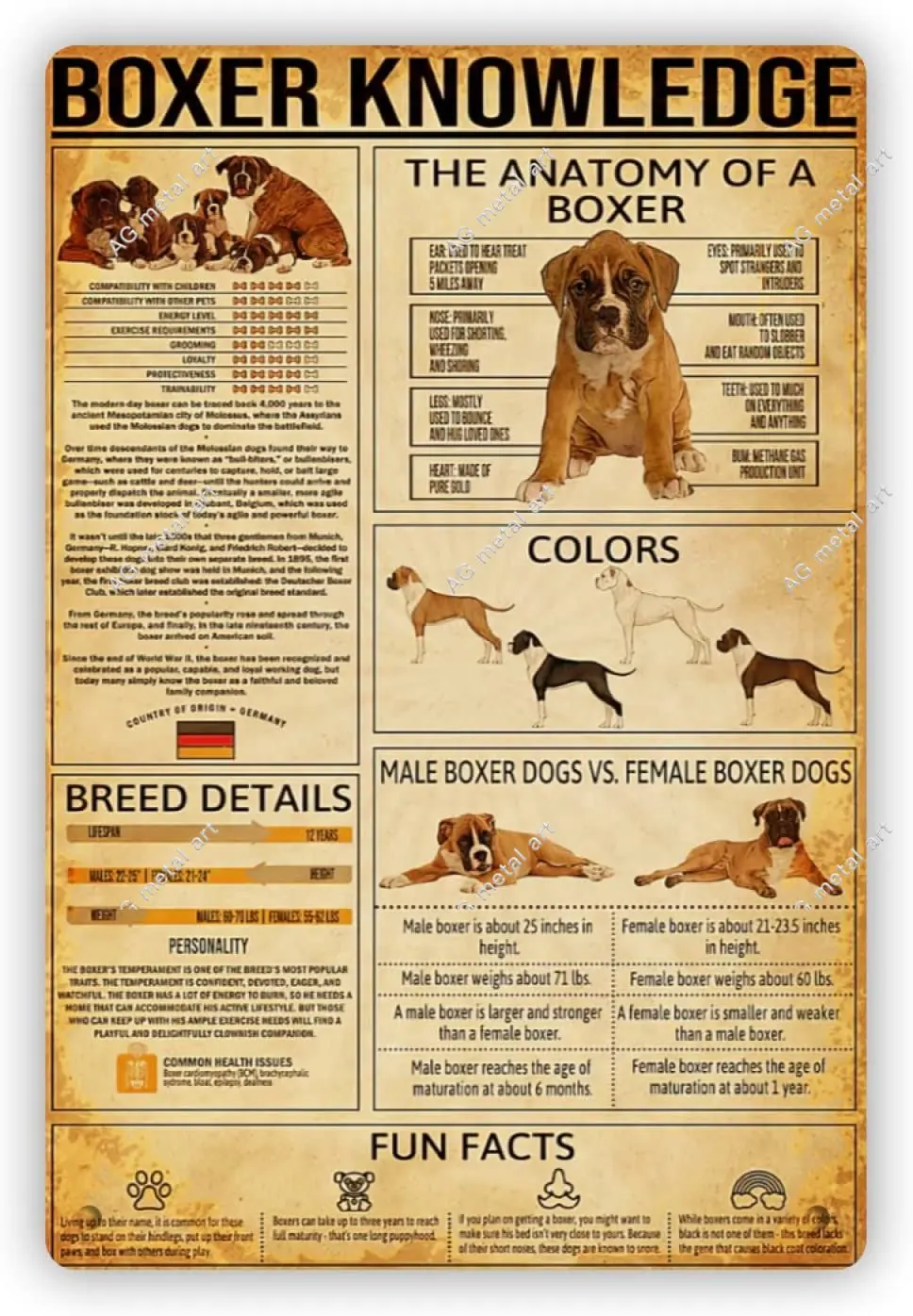Vintage Metal Tin Sign, Boxer Knowledge Wall Art Decor for Indoor Outdoor Bar Cafe Kitchen - Home Wall Decoration
Vintage Metal Tin Sign, Boxer Knowledge Wall Art Decor for Indoor Outdoor Bar Cafe Kitchen - Home Wall Decoration