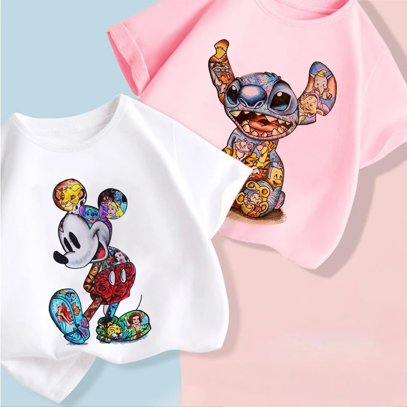 Disney Mickey Mouse Stitch Cartoon Crew Neck T-shirt Boy Sets Baby Summer Clothes Kawaii Kids For Girls Outdoor Short Sleeve Tee
Disney Mickey Mouse Stitch Cartoon Crew Neck T-shirt Boy Sets Baby Summer Clothes Kawaii Kids For Girls Outdoor Short Sleeve Tee