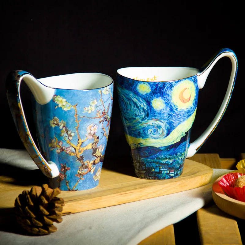 600ml Large Porcelain Mugs With Big Handle Famous Painting Design Bone China Cups For Coffee Tea Water Europe Kitchen Home Decor
600ml Large Porcelain Mugs With Big Handle Famous Painting Design Bone China Cups For Coffee Tea Water Europe Kitchen Home Decor