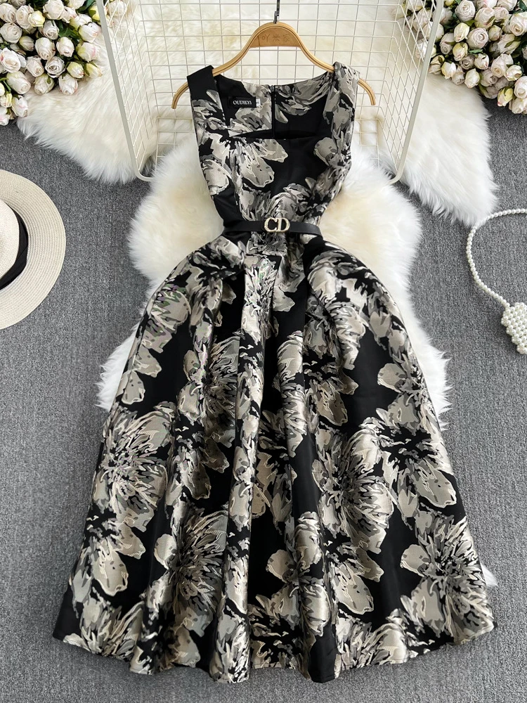 Женское винтажное жаккардовое платье, элегантное облегающее длинное платье-трапеция во французском стиле без рукавов, с квадратным вырезом, лето
Женское винтажное жаккардовое платье, элегантное облегающее длинное платье-трапеция во французском стиле без рукавов, с квадратным вырезом, лето