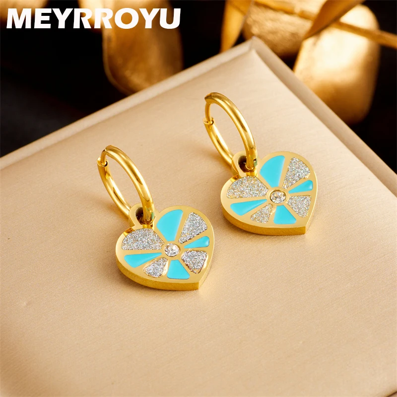 MEYRROYU 316L Stainless Steel Blue Heart Pendant Hoop Earring for Women New Arrival Accessories Charm Jewelry Party Gift Brincos
MEYRROYU 316L Stainless Steel Blue Heart Pendant Hoop Earring for Women New Arrival Accessories Charm Jewelry Party Gift Brincos