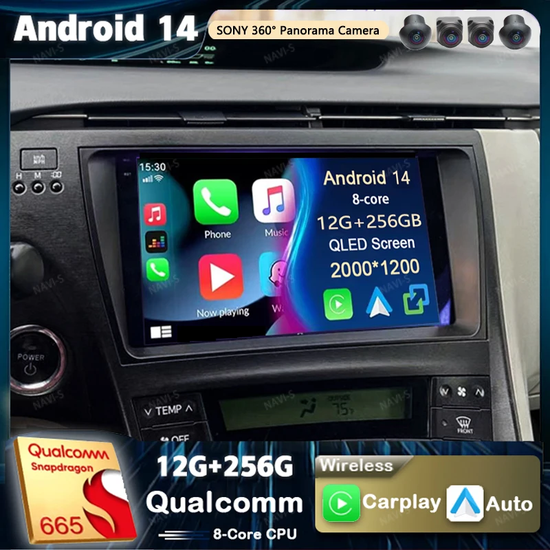Android 14 для Toyota Prius XW30 2009- 2015 LHD 2K QLED стерео автомобильное радио мультимедийный