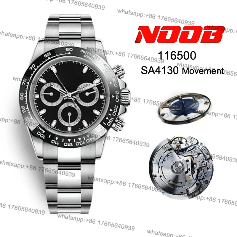 

Noob Mens Watch CAL.4130 Movement Waterproof Automatic Chronograph Movement 904L Stainless Steel Ceramic Bezel Sapphire Glass