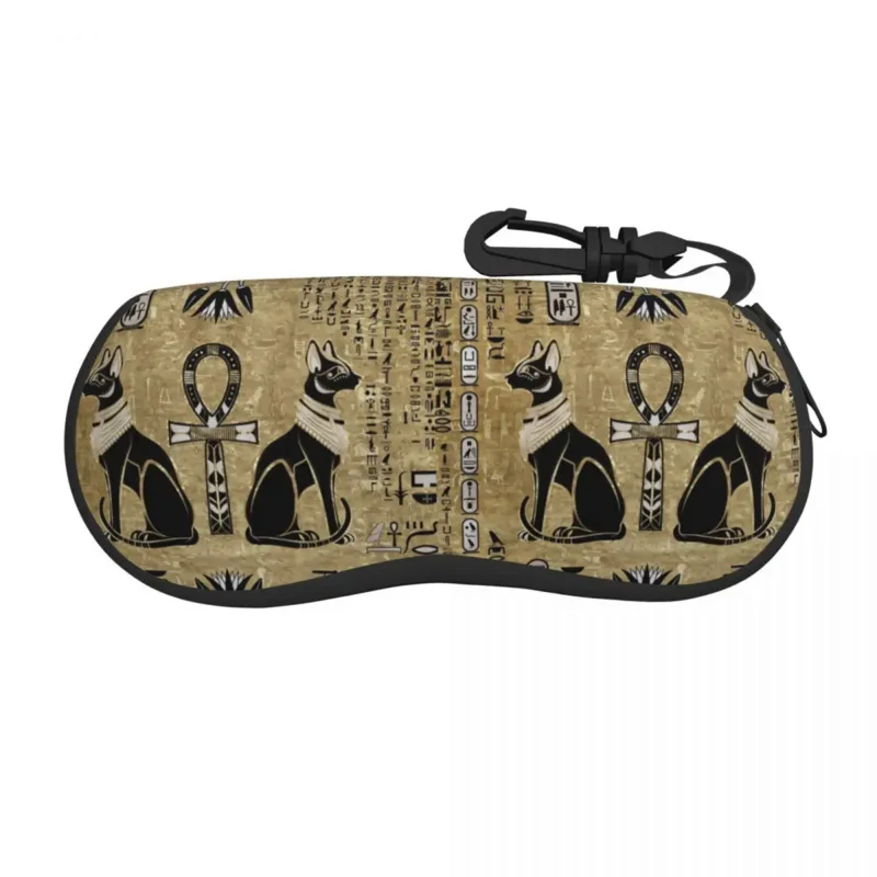 

Custom Bastet Shell Glasses Case Unisex Travel Egyptian Cats And Ankh Cross Eyeglasses Case Sunglasses Protector Box