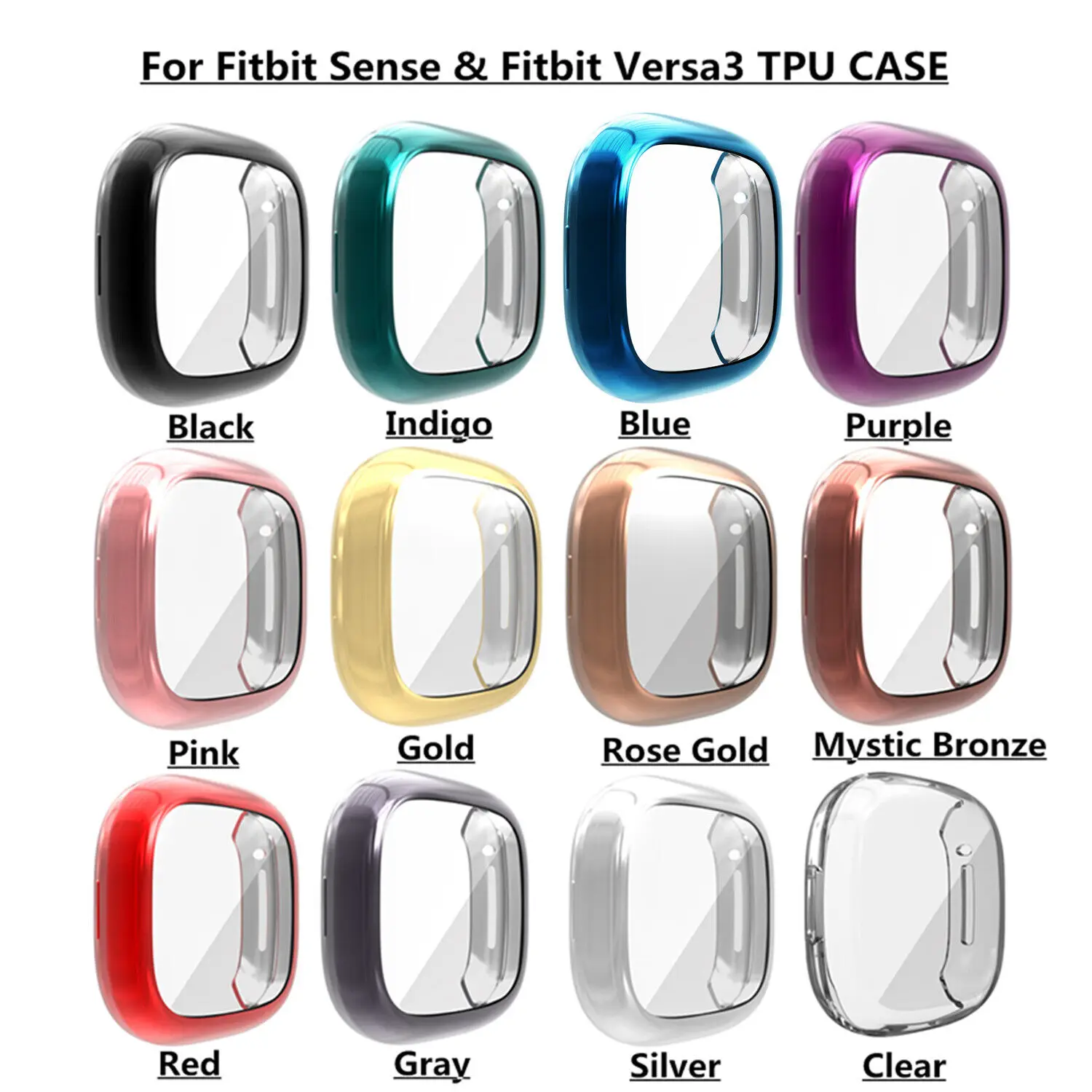 Soft TPU Case For Fitbit Versa 3 Watch Cover Screen Protector Shell Soft Bumper for Fitbit Sense
Soft TPU Case For Fitbit Versa 3 Watch Cover Screen Protector Shell Soft Bumper for Fitbit Sense