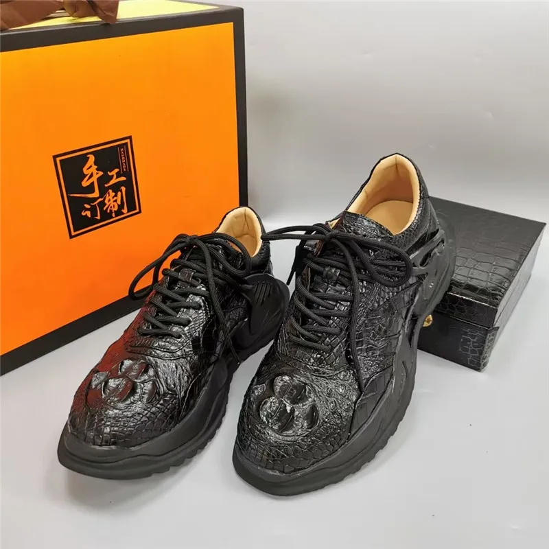Authentic Real True Crocodile Skin Cool Black Sole Male Sneakers Genuine Alligator Leather Men's Lace-up Leisure Walking Shoes
Authentic Real True Crocodile Skin Cool Black Sole Male Sneakers Genuine Alligator Leather Men's Lace-up Leisure Walking Shoes