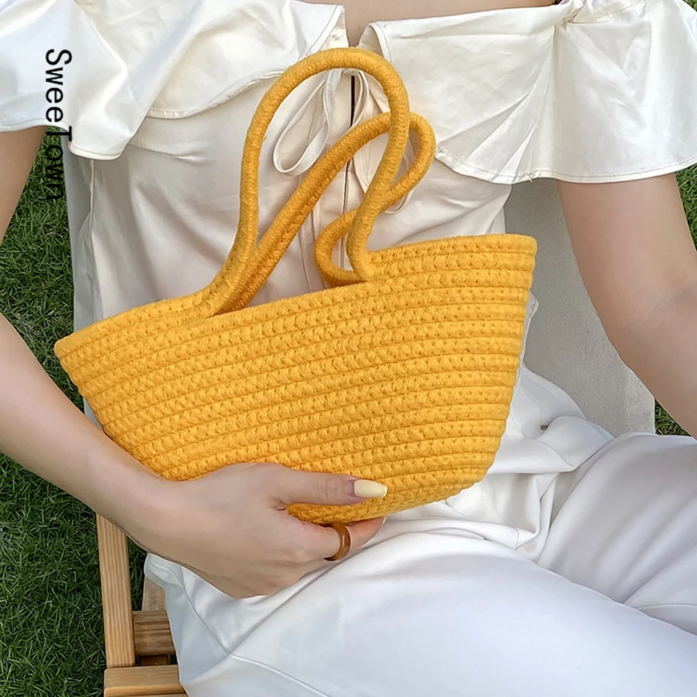 Sweetown Casual Ladies Mini Handbags Woven Cotton Fabric Solid Color Women Shoulder Bag Bag For Women 2022 Small Tote Bag
Sweetown Casual Ladies Mini Handbags Woven Cotton Fabric Solid Color Women Shoulder Bag Bag For Women 2022 Small Tote Bag