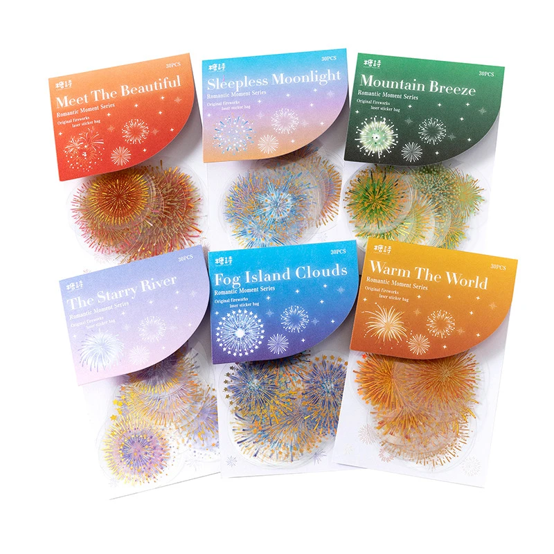 30 шт., декоративные наклейки в стиле фейерверка для скрапбукинга
30 шт., декоративные наклейки в стиле фейерверка для скрапбукинга