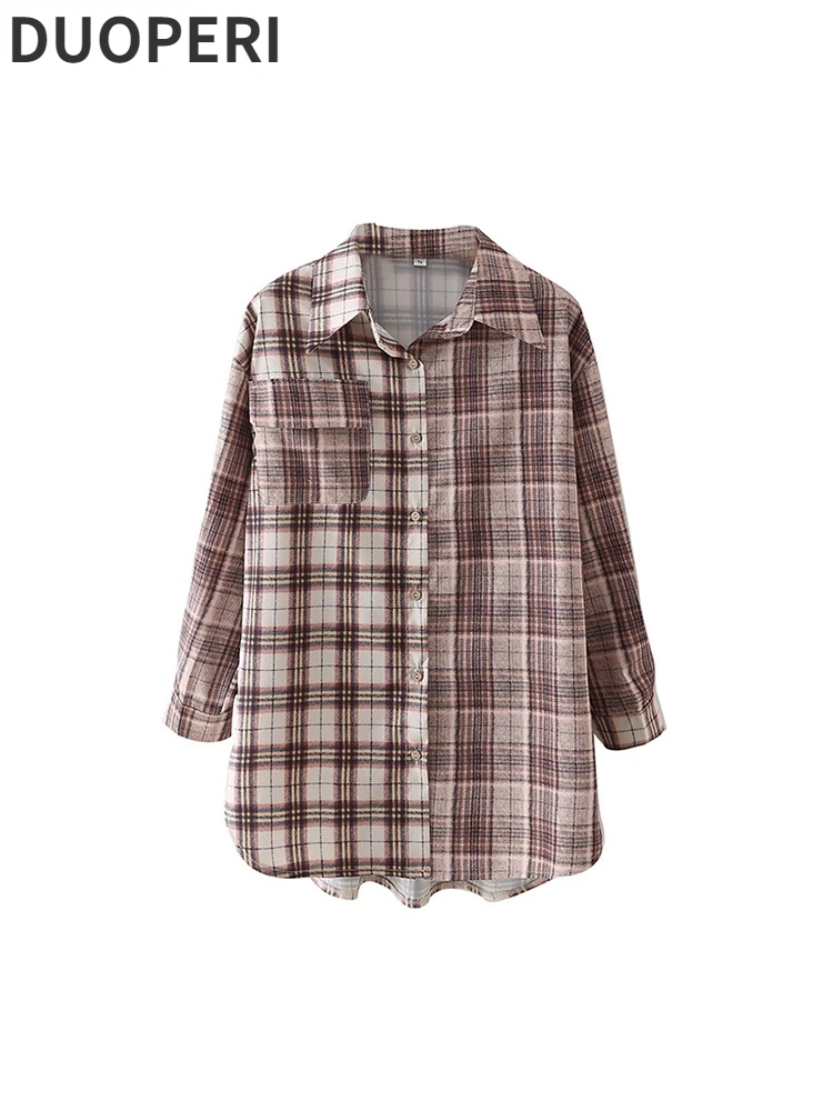DUOPERI Women Fashion Plaid Blouses Lapel Neck Long Sleeves Single Breasted With Pocket Female Chic Lady Casual Shirts
DUOPERI Women Fashion Plaid Blouses Lapel Neck Long Sleeves Single Breasted With Pocket Female Chic Lady Casual Shirts