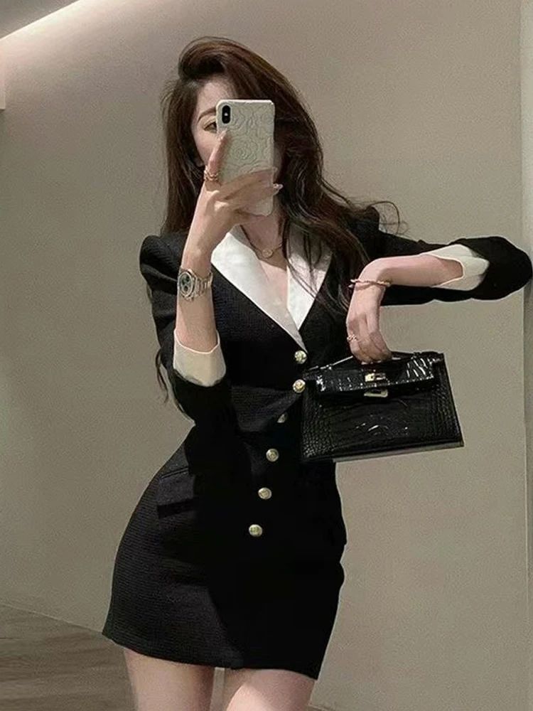 2022 autumn and winter two-piece women's office suit short coat + short skirt sexy dress elegant black two-piece dress retro wom
2022 autumn and winter two-piece women's office suit short coat + short skirt sexy dress elegant black two-piece dress retro wom