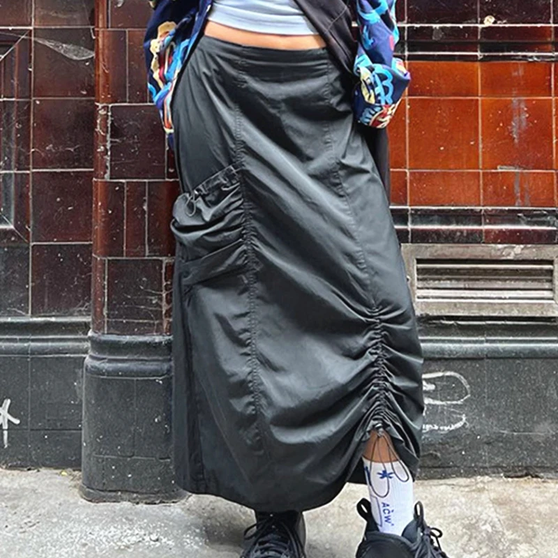 Musuos Female Vintage Cargo Skirt with Pockets Solid Color High Waist Drawstring Straight Long Skirts Y2K Streetwear Women
Musuos Female Vintage Cargo Skirt with Pockets Solid Color High Waist Drawstring Straight Long Skirts Y2K Streetwear Women