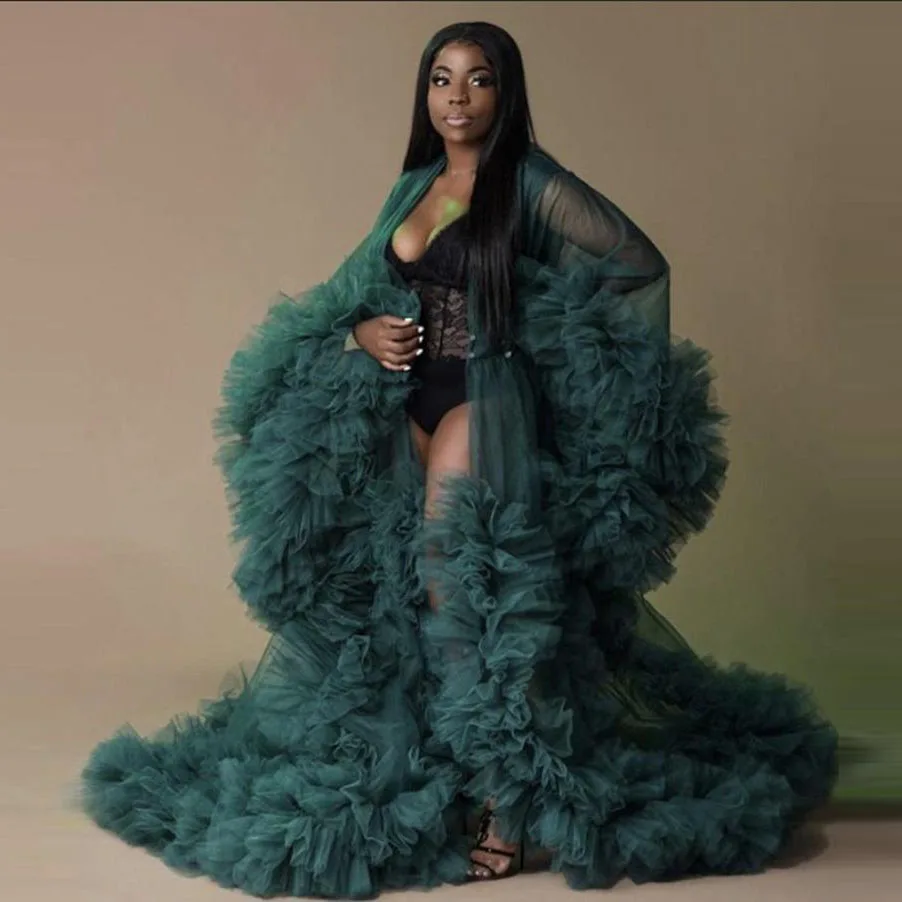 Emerald Green Tulle Maternity Dresses See Through Open Front Extra Layered Lush Maternity Dressing Gowns For Photography
Emerald Green Tulle Maternity Dresses See Through Open Front Extra Layered Lush Maternity Dressing Gowns For Photography