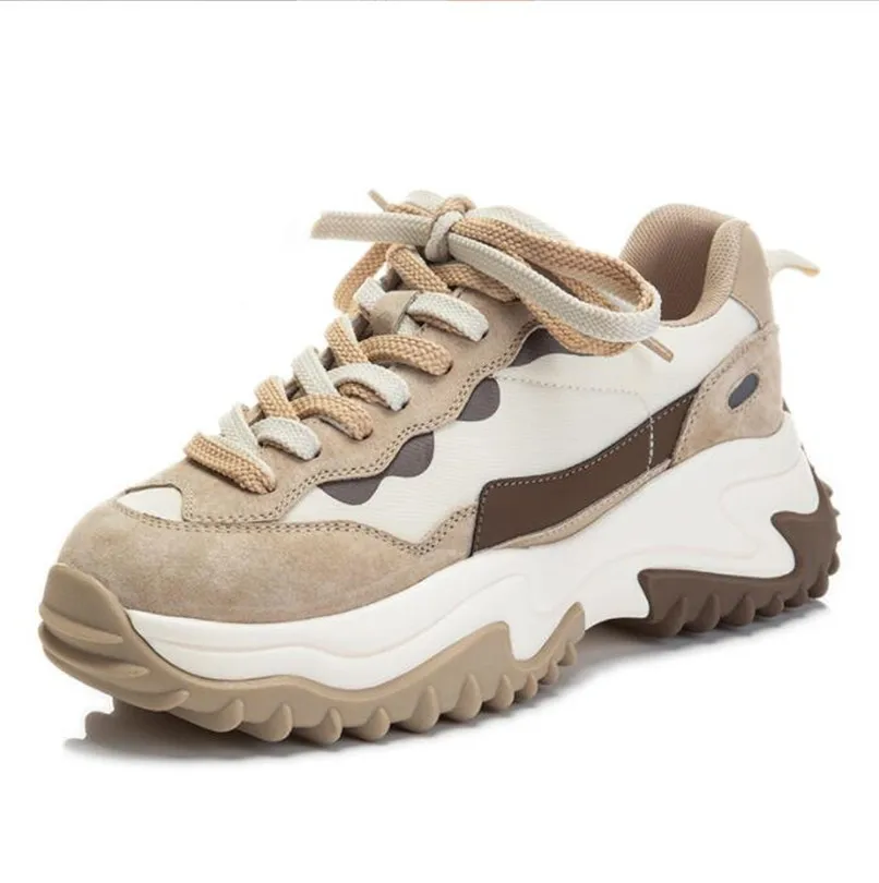 Women Top Layer Pork Skin Chunky Sneakers Spring Genuine Leather Sports Casual Shoe Ladies Thick Soled Vulcanized Shoes
Women Top Layer Pork Skin Chunky Sneakers Spring Genuine Leather Sports Casual Shoe Ladies Thick Soled Vulcanized Shoes